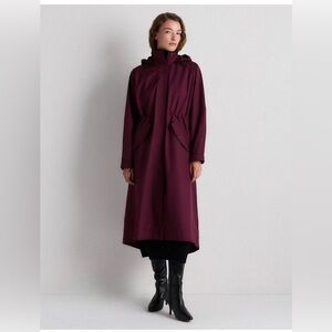 Quince Weatherproof Rain Trench Coat Deep Burgundy NWT. Size XS